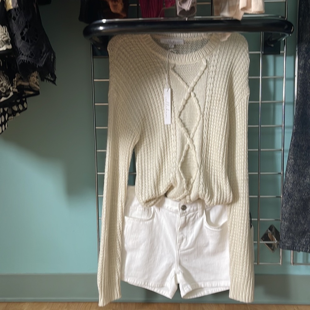 NWT Solid rib cable crew sweater callahan